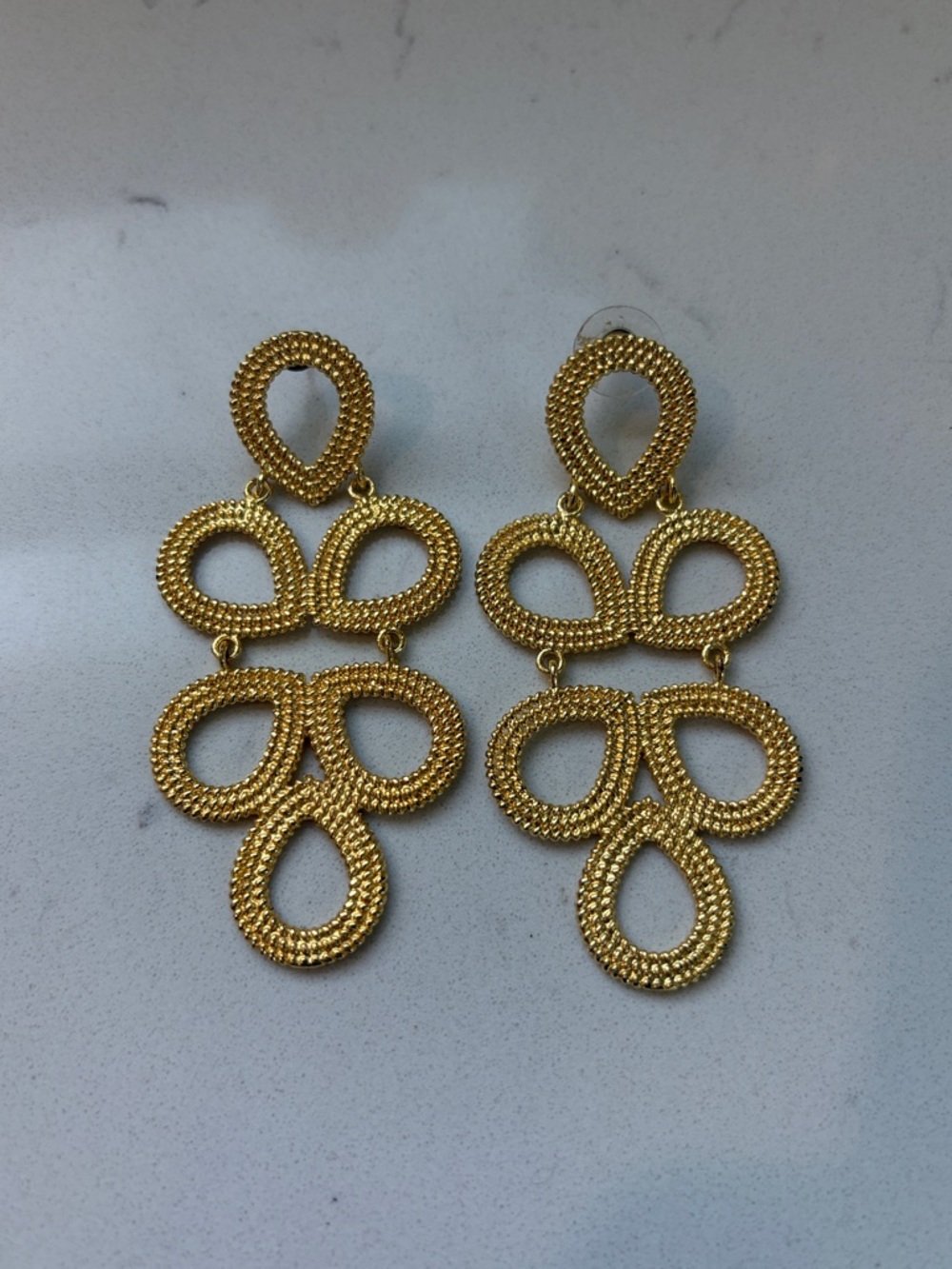 Lisi Lerch Gold Textured Loop Link Chandelier Earrings